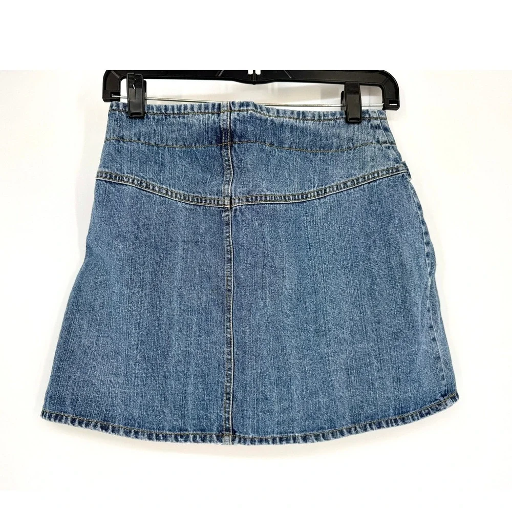 Vintage Y2K Justice‎ Denim Mini Skirt Pleated Belted Grunge 90s